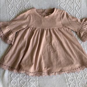 Savannah bell sleeve crochet pink dress 3t